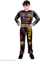 Widmann - Formule 1 Kostuum - Formule 1 Coureur High Power Speed Kind Kostuum - Bruin - Maat 128 - Carnavalskleding - Verkleedkleding