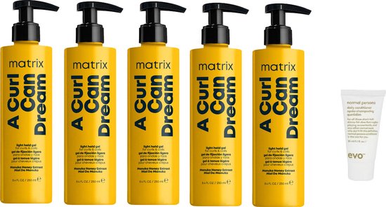 5 x Matrix A Curl Can Dream Gel – Voor krullen en kroeshaar – 200 ml + Gratis Evo Travelsize