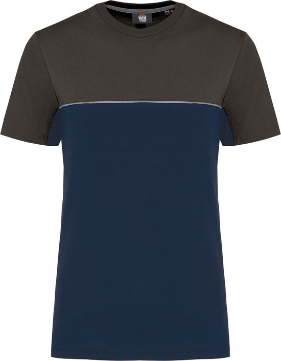 T-shirt Unisex 3XL WK. Designed To Work Ronde hals Korte mouw Navy / Dark Grey 60% Katoen, 40% Polyester
