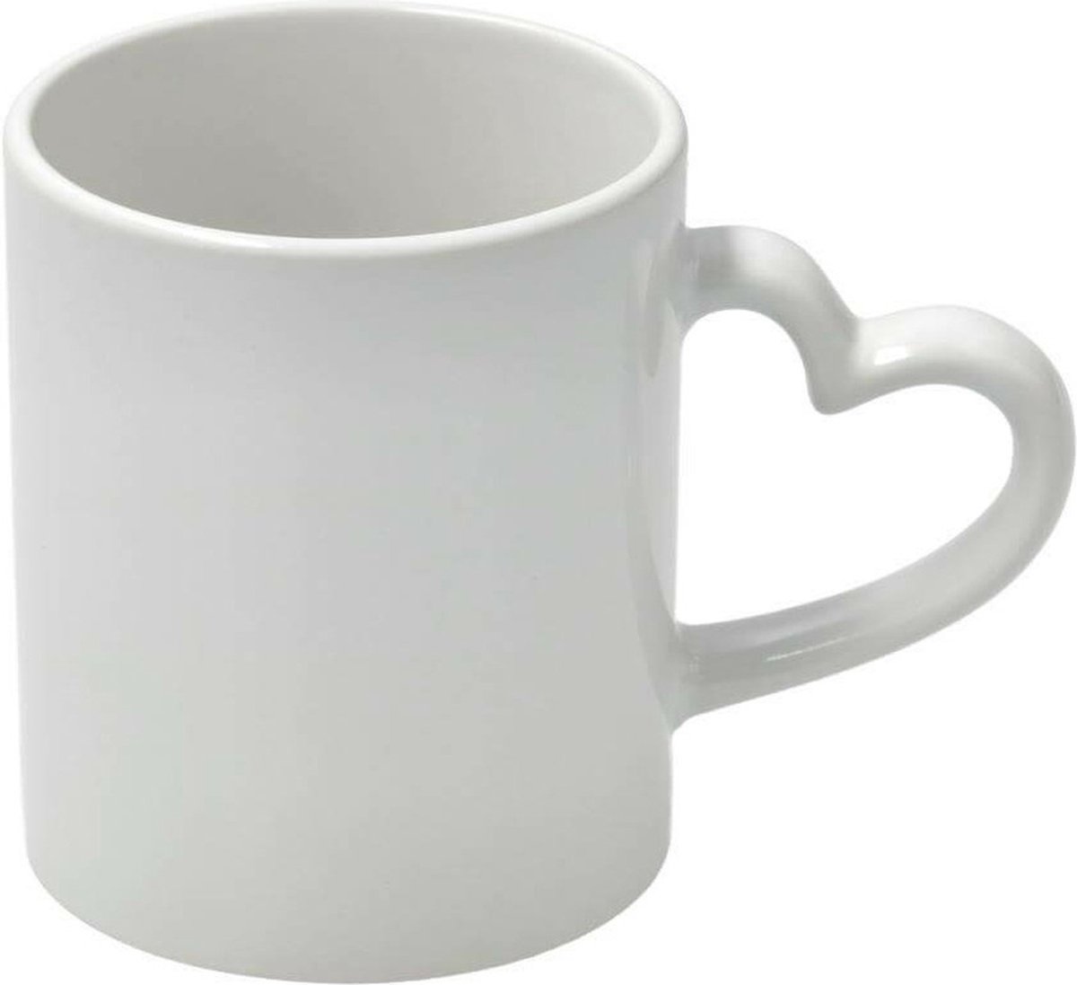 Koffiemok met handvat in hartvorm - wit - keramiek - 300 ml