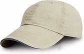 Washed Fine Line Cotton Cap with Sandwich Peak - One Size, Grijs / Marine Blauw
