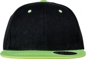 Bronx Original Flat Peak Snapback Dual Colour Cap - One Size, Zwart / Limoen