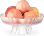Navaris glazen fruitschaal op voet - 26 cm diameter - Modern design - Voor fruit, dessert, koekjes en meer