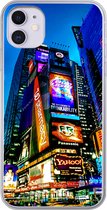 Geschikt voor iPhone 11 hoesje - New York - Nacht - USA - Siliconen Telefoonhoesje