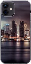 Geschikt voor iPhone 12 hoesje - New York - Storm - Skyline - Siliconen Telefoonhoesje