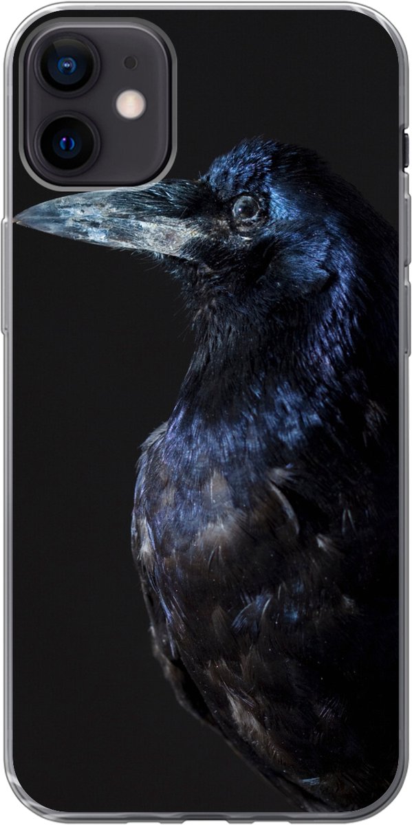 Telefoonhoesje Geschikt voor iPhone 12 mini hoesje - Vogel - Dieren - Zwart - Siliconen Telefoonhoesje Telefoonhoesje