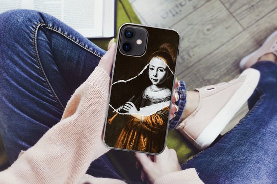 Coque iPhone 12 - Elizabeth Spiegel - Dirck Dircksz Santvoort - Zwart - Wit - Siliconen