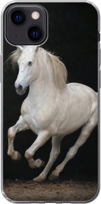 Telefoonhoesje Geschikt voor iPhone 13 hoesje - Paarden - Zwart - Portret - Siliconen Telefoonhoesje
