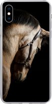Geschikt voor iPhone Xs hoesje - Paarden - Halster - Zwart - Siliconen Telefoonhoesje