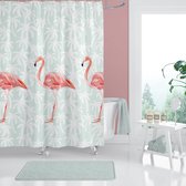 Casabueno - Douchegordijn 180x200 cm - Waterdicht - Badkamer Gordijn met Ringen - Shower Curtain - Sneldrogend en Anti Schimmel - Wasbaar - Duurzaam - Flamingo