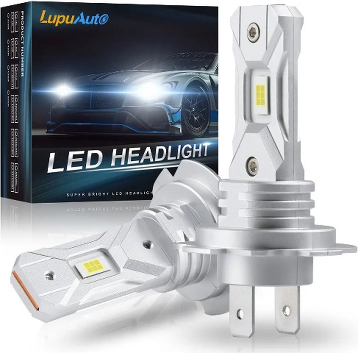 2x ventilatorloze H7 LED-lamp 1:1 Mini-formaat koplamp draadloze 18000LM CSP LED-chips H7 auto LED-koplamp 6000K wit 12V