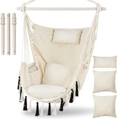 Bol.com Hangstoel zonder frame hangstoel met 3 kussens hangstoel voor volwassenen en kinderen ophangstoel voor binnen buiten sla... aanbieding