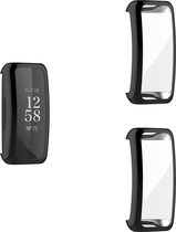 Luxe Full Cover Screen Protector Bumper Set Geschikt Voor Fitbit Inspire 3 - 360 Graden Bescherm Hoes - Smartwatchbescherming - Case - 2 Stuks - Zwart