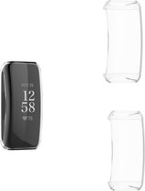 Luxe Full Cover Screen Protector Bumper Set Geschikt Voor Fitbit Inspire 3 - 360 Graden Bescherm Hoes - Smartwatchbescherming - Case - 2 Stuks Transparant