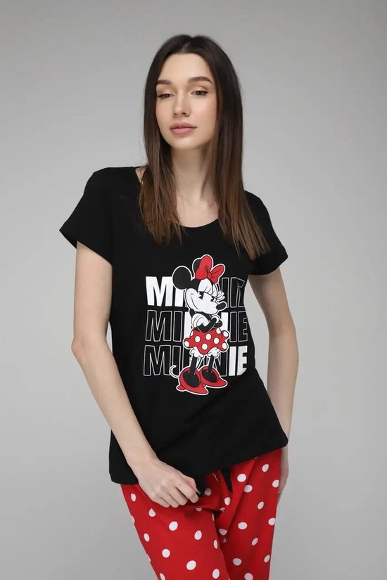 Pyjama femme Minnie Mouse - manches courtes Zwart/ Rouge - Taille XL