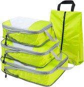 4-delige set pakkubussen, compressieverpakking-organizer, praktische pakzakken, uitbreidbare bagage-organizer voor dames en heren, handbagage, rugzak, koffer-organizer (groen)