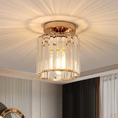 Delaveek-Lange Kristallen Plafondlamp - Goud- Metaal + glas -E27(Lamp niet inbegrepen)
