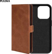 Puloka PU leren walletcase Samsung NOTE 20 met afneembaar siliconenhoes - bruin - met pasjeshouder