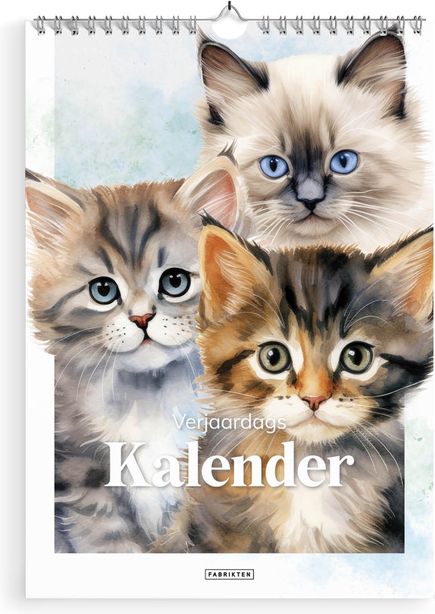 Fabrikten Verjaardagskalender - Katten - kleurrijk - A4
