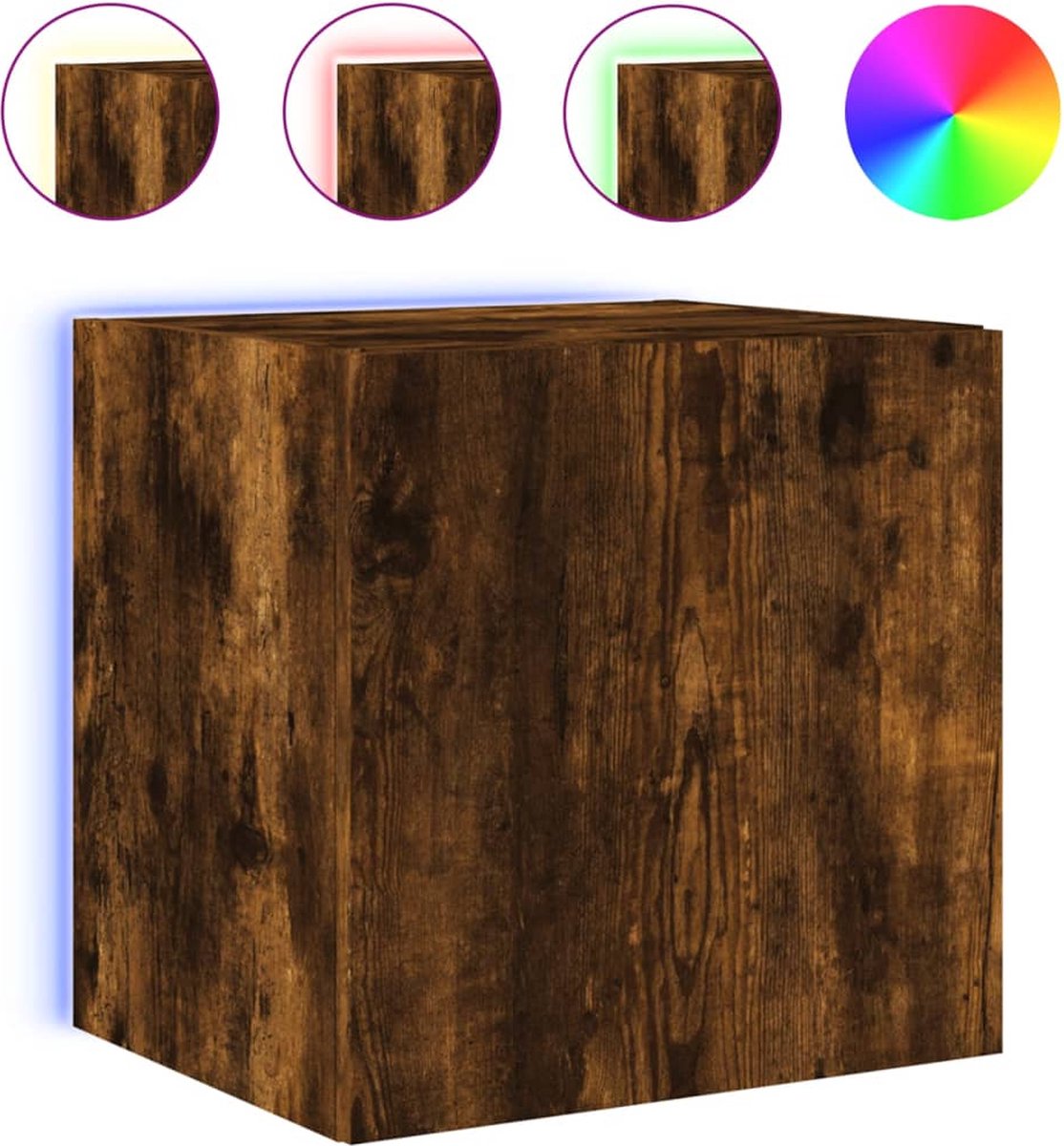vidaXL - Tv-wandmeubel - met - LED-verlichting - 40,5x35x40 - cm - gerookt - eiken