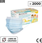 Mobiclinic - 2000 Kinderchirurgische maskers IIR (of volwassen maat XS) - Zonder grafeen - 40 dozen van 50