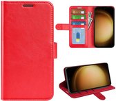 Samsung Galaxy S24 Plus (S24+) Hoesje - MobyDefend Wallet Book Case (Sluiting Achterkant) - Rood - GSM Hoesje - Telefoonhoesje Geschikt Voor Samsung Galaxy S24 Plus (S24+)
