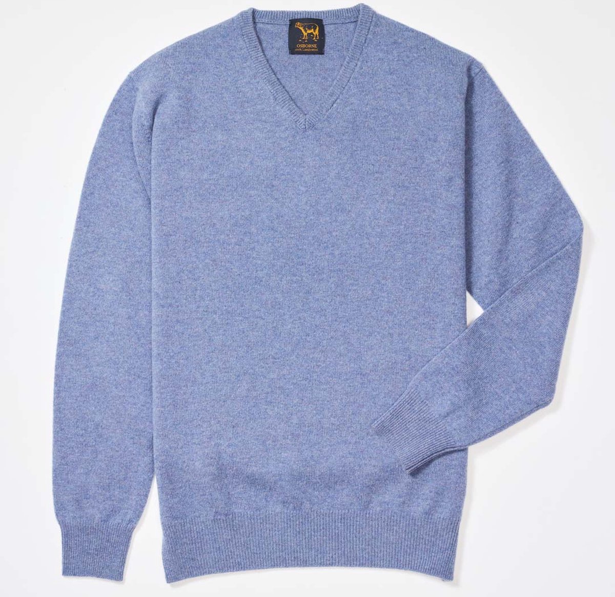 Osborne Knitwear Trui met V hals - Sweater heren in Lamswol - Pullover Heren - Blue Lovat - L