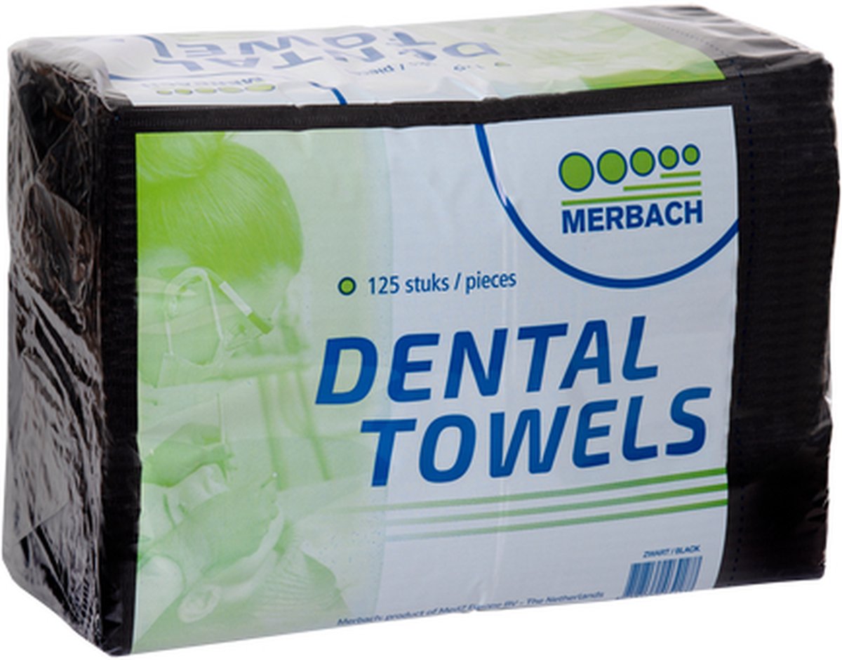 Goedkoopste Voordeelverpakking 2 X Merbach dental towel zwart, 4 x 125 stuks