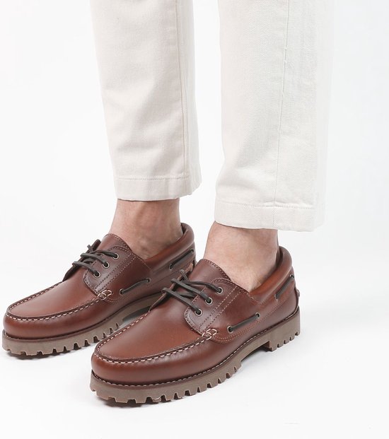 Manfield - Homme - Chaussures à lacets en cuir cognac - Taille 42