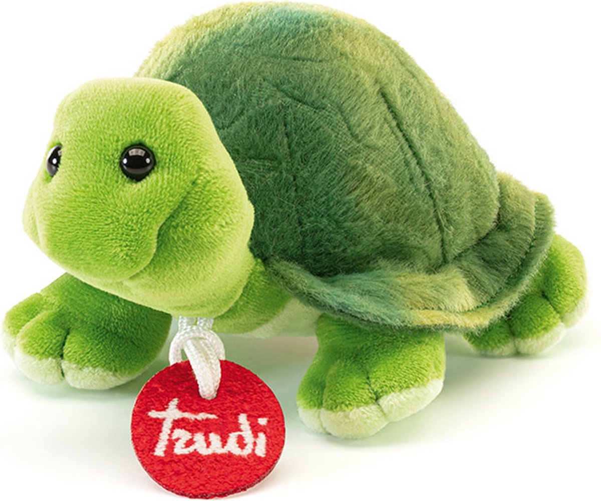 Trudi - Trudino Knuffel Schildpad 13 cm - Handgemaakt in Italie - Zacht pluche - Knuffeldier voor jongens en meisjes - Groen - 13x8x14 cm maat XS