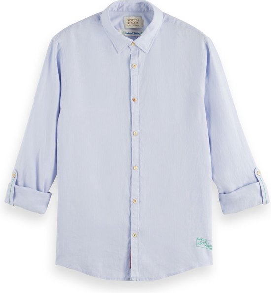 Scotch & Soda Linen shirt with roll-up Heren Overhemd - Maat M