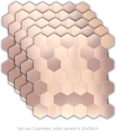 Wandpanelen tegelsticker plaktegels zelfklevende tegels keuken backsplash badkamer - 30x30cm - mozaiek - 4MM dik - aluminium toplaag en composiet - 3M kleeflaag - Rose - Hexagon