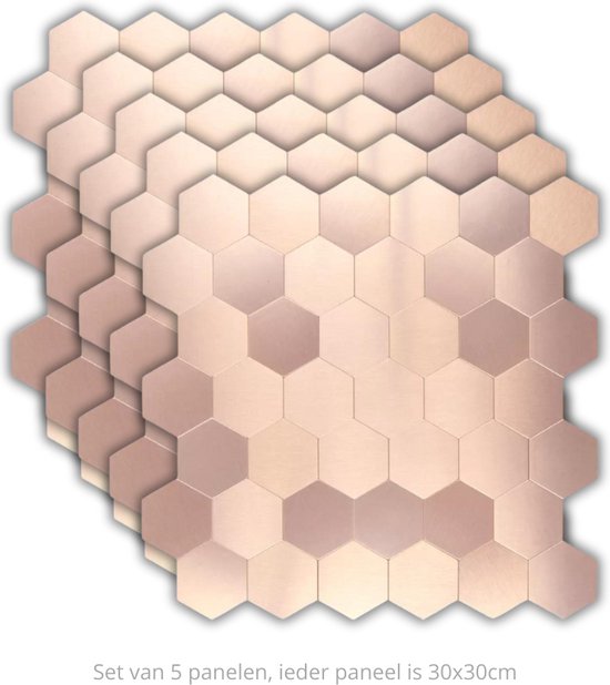 Foto: Wandpanelen tegelsticker plaktegels zelfklevende tegels keuken backsplash badkamer 30x30cm mozaiek 4mm dik aluminium toplaag en composiet 3m kleeflaag rose hexagon