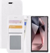 Hoes Geschikt voor Samsung S24 Ultra Hoesje Book Case Hoes Flip Cover Wallet Bookcase - Wit