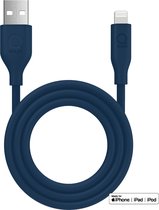 Qware - USB A to lightning - Kabel - Cable - Fast charge - Snel laden - 1 meter - Siliconen - Knoop vrij - Extra flexibel - Blauw