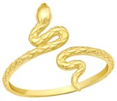 Joy|S - Zilveren slang ring - verstelbaar (maat 8: zie omschrijving) - aanschuifring - 14k goudplating