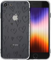 iMoshion Hoesje Geschikt voor iPhone SE (2022) / SE (2020) / 8 / 7 Hoesje Siliconen - iMoshion Design hoesje - Meerkleurig / Hearts