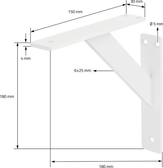 Plankdrager Radiator ML-Design 8 stuks plankdrager 180x180 mm, wit, aluminium, zwevende ...