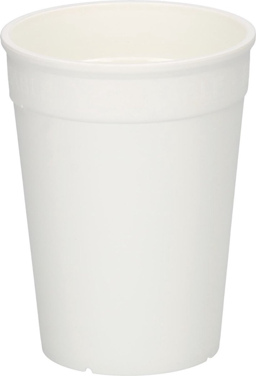 Goedkoopste Koffiebeker Wit Reusable - 250CC - PP Stapelbaar -Vervangt Plastic Beker - 50 stuks