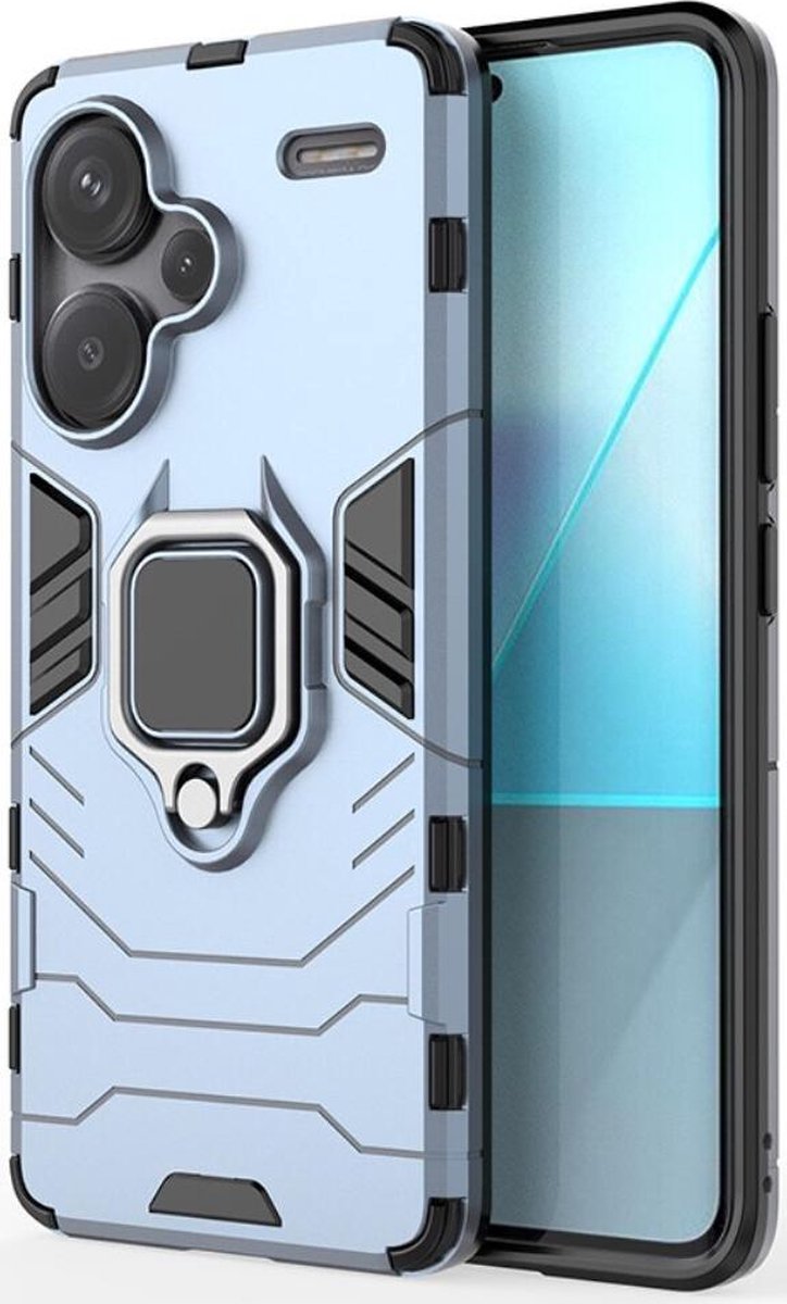 Xiaomi Redmi Note 13 Pro Plus Hoesje Magnetische Kickstand Ring Blauw