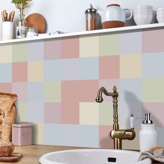 Ulticool Décoration carrelages Autocollant - Aquarelle Douce Pastel - Stickers muraux - 15x15 cm - 15 pièces Autocollants Carrelage Adhésif - Carrelage Autocollant - Sticktiles - Salle de Bain - Cuisine