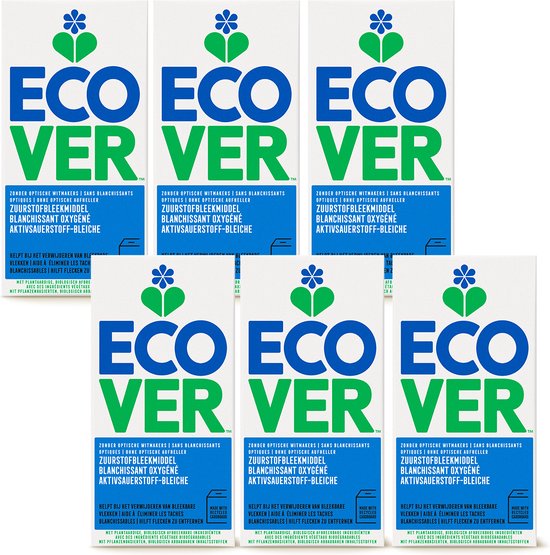Ecover Bleekmiddel - Zuurstofbleekmiddel - Voordeelverpakking 6 x 400g - Plantaardig & Biologisch afbreekbaar - Zuurstofbleek voor helderwit wasgoed - Gerecycled karton