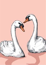 Wenskaart Liefde - Zwanen - Geboortekaartje - trouwkaart - Huwelijk - Valentijn