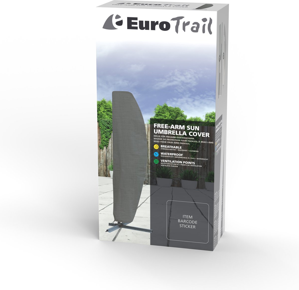 Eurotrail Waterdichte Hoes Zweefparasol XL Cantonic 280x90cm Grijs – foto 2