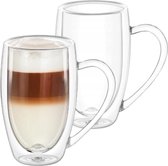 Theeglazenset – premium kwaliteit – luxe glazen koffie set of 2 -500ml
