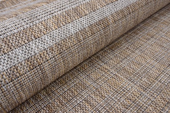 Tapiso Melissa Tapis Marron Grijs Intérieur Extérieur Cuisine Tapis à Poils Ras Taille - 120x170