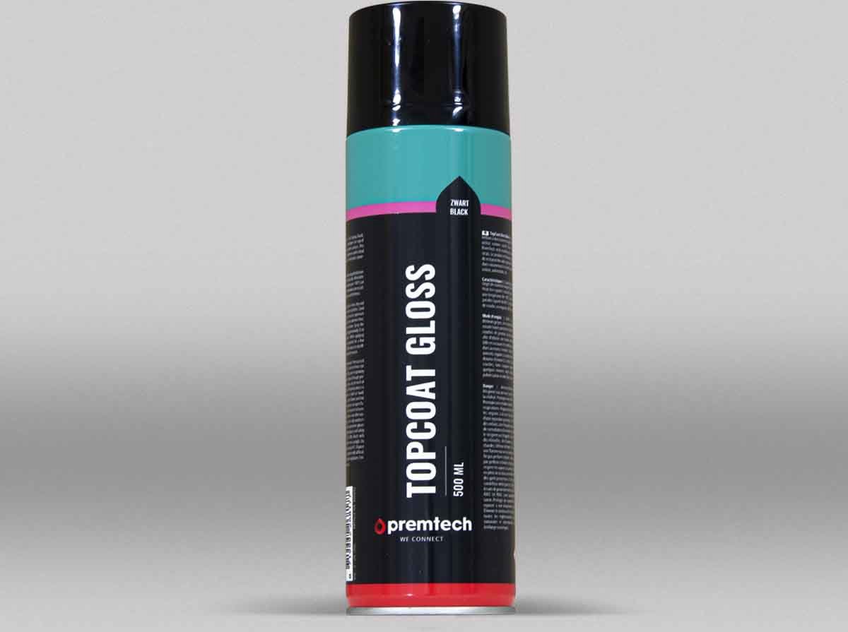 Topcoat Gloss Glanzend Zwart, Premtech, spuitbus 500ml, zeer hoogwaardig