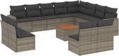 vidaXL - 13-delige - Loungeset - met - kussens - poly - rattan - grijs