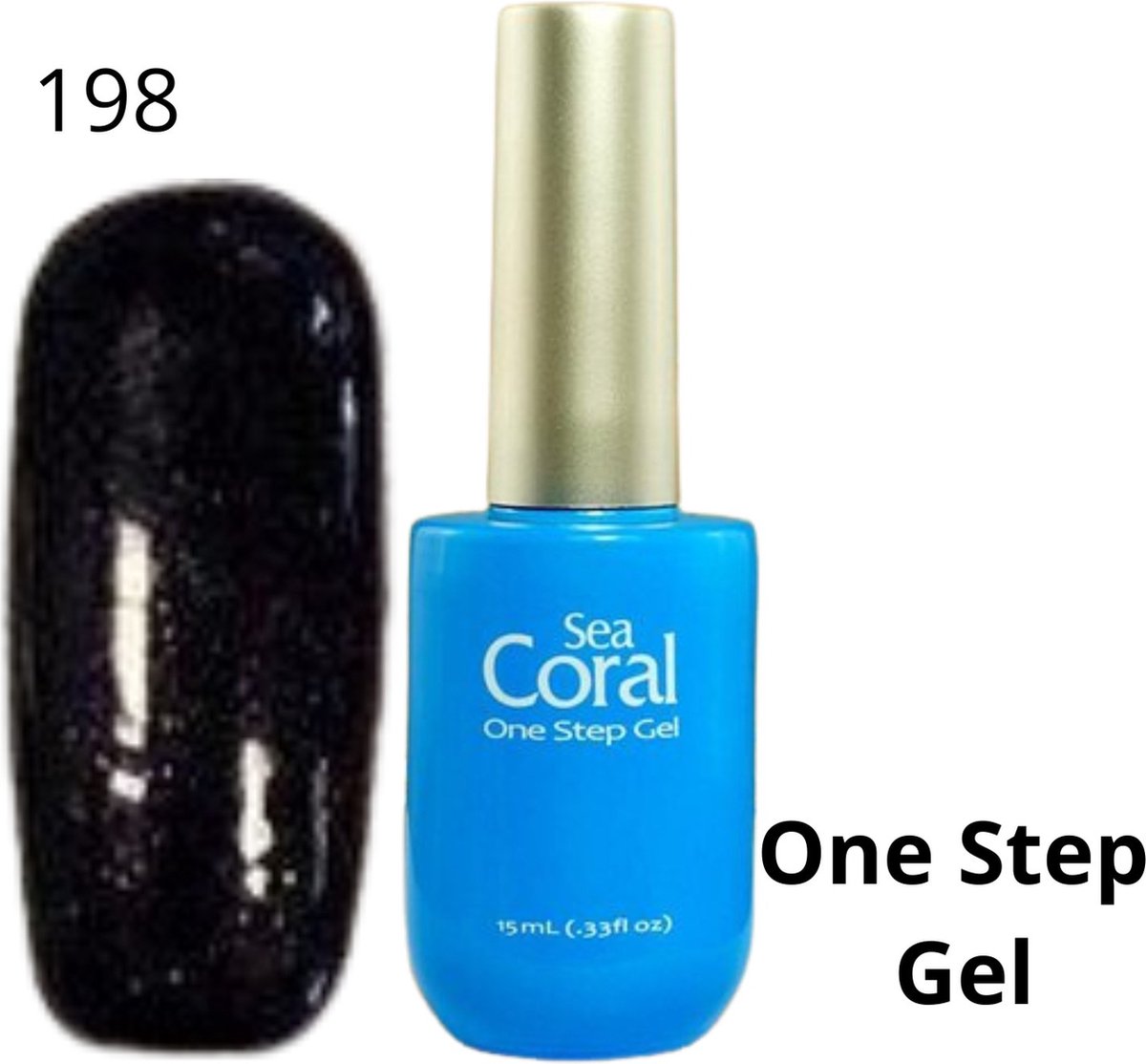 SeaCoral One Step No Wipe Gellak, Gel Nagellak, GelPolish, zónder kleeflaag, UV en LED, kleur 198