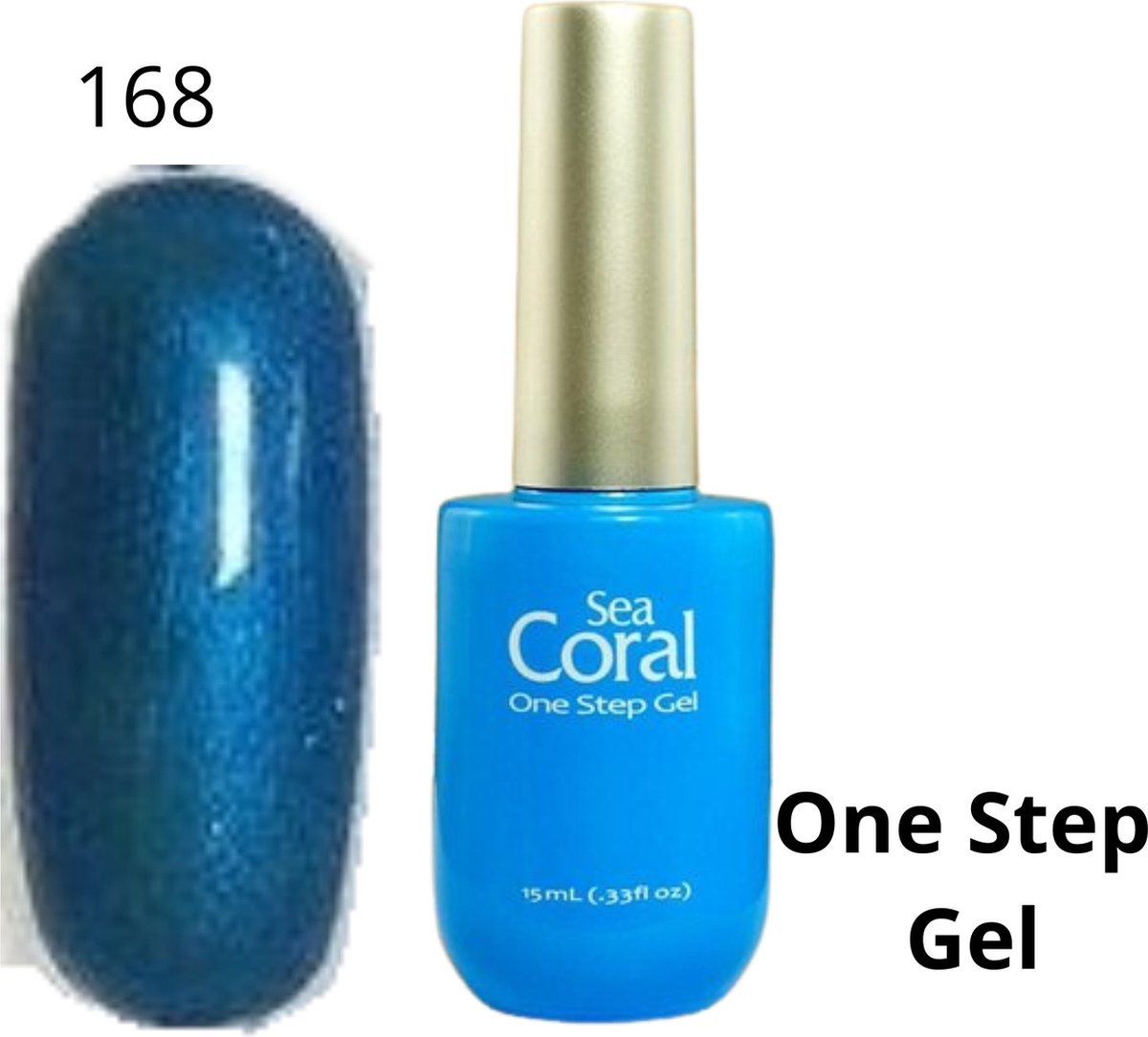 SeaCoral One Step No Wipe Gellak, Gel Nagellak, GelPolish, zónder kleeflaag, UV en LED, kleur 168